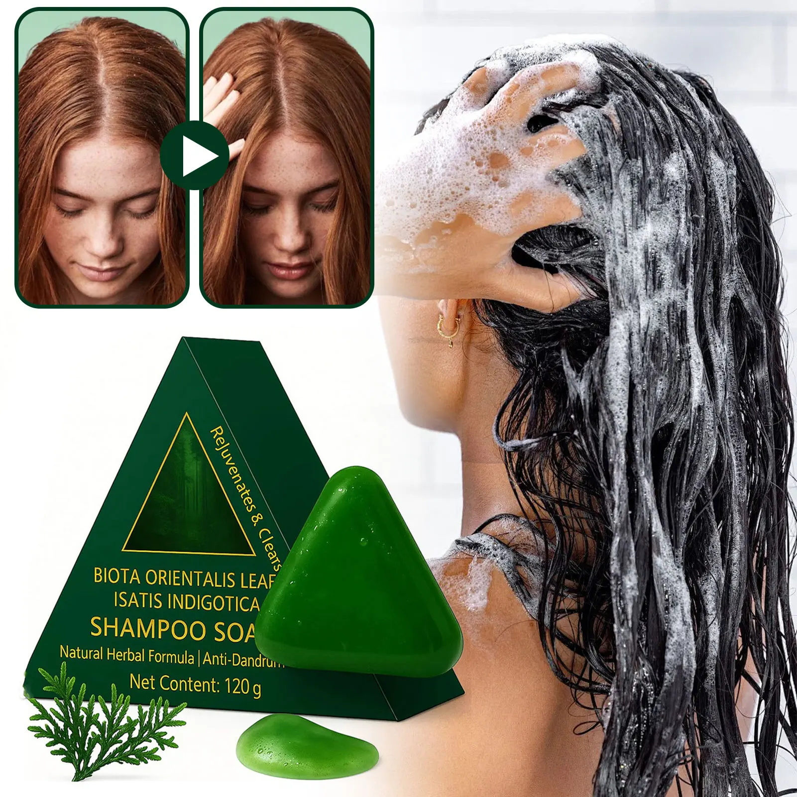 Triangle Herbal Shampoo Soap Nourishing Silicone-Free Oil Control Hair Growth Shampoo Bar For Women Bathroom Hair Care Product