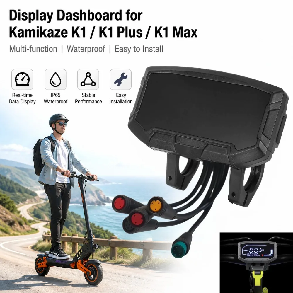 Multifunction Waterproof Display Dashboard for Kamikaze K1/K1 Plus/K1 Max Scooter, LCD Screen Replacement Part