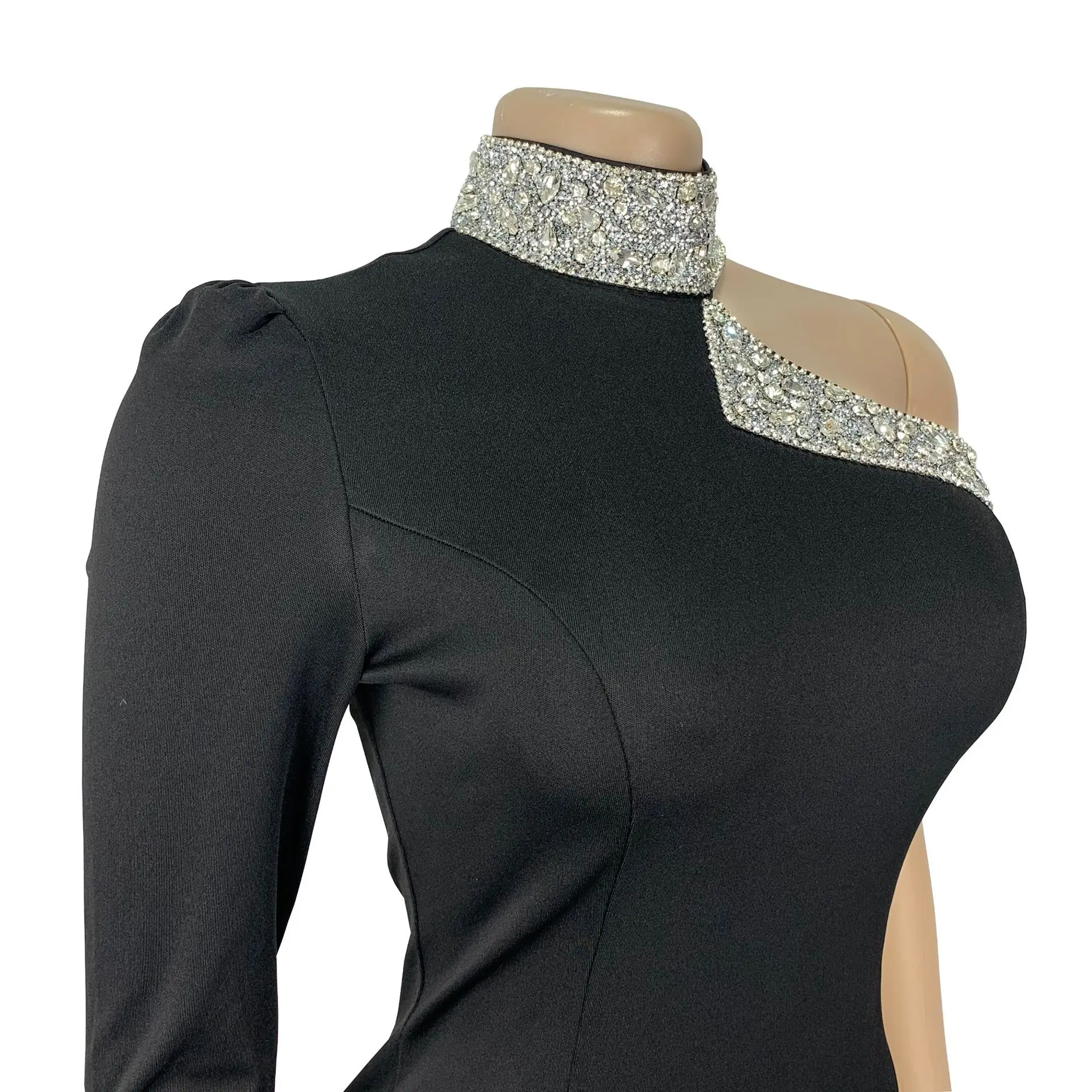 Summer Autumn Women's Clothing Long Sleeve Mock Neck High Split Cut Out Maxi Long Dress Elegant Evening Dresses