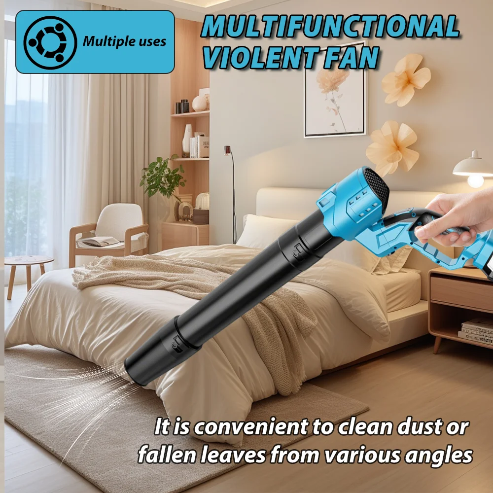 

Беспроводная мощная воздуходувка для листьев, турбинная культивирующая ручная воздуходувка для патио, домашний инструмент для очистки листьев для батареи Makita 18 В