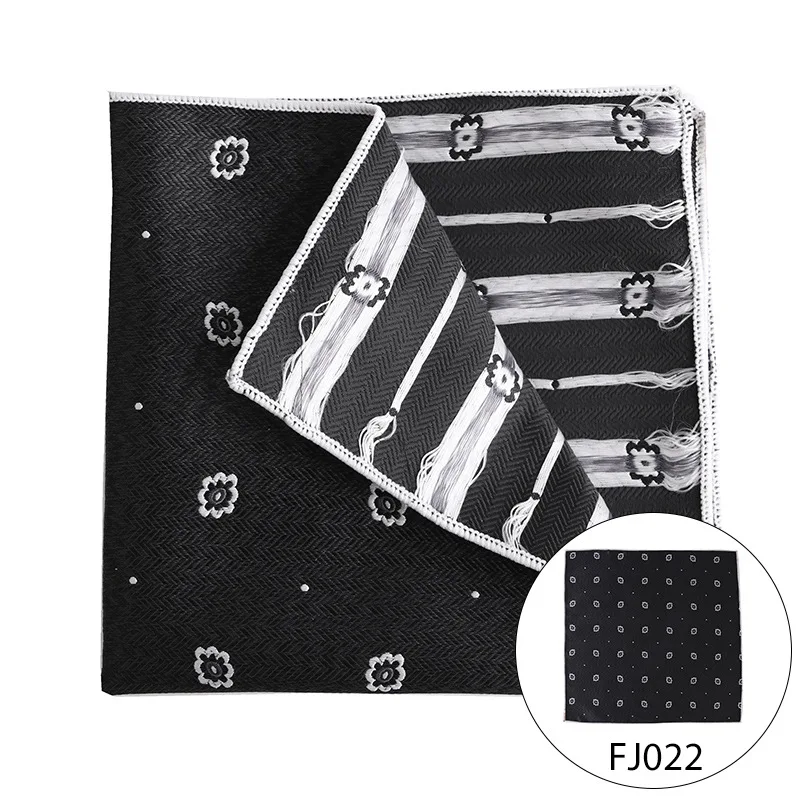 Mens Pocket Square Business Hanky Pocket Accessories Elegant Black Handkerchief Paisley Stripe Dot Fashion Design Men Suit Hanky