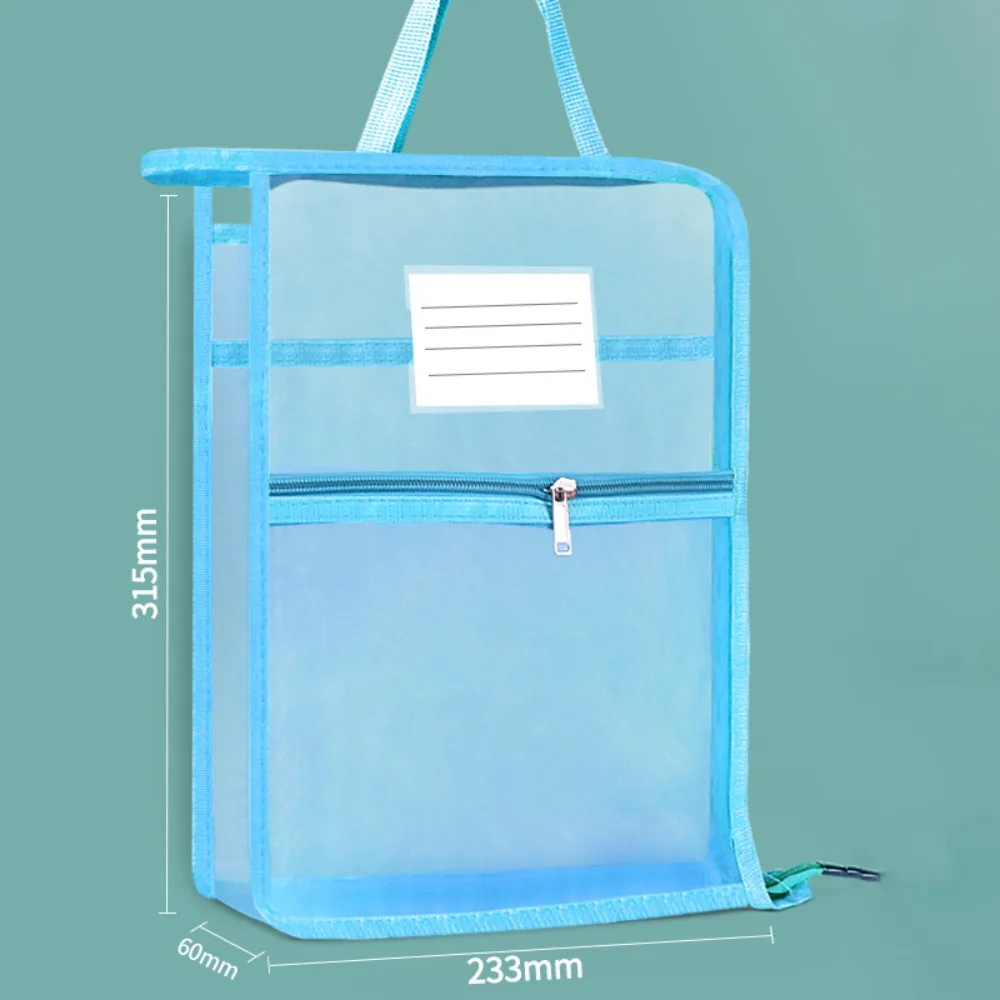 Bolsa de malla de nailon A4 con cremallera, bolsa transparente de almacenamiento de documentos y datos, bolsa de archivo gruesa de Color sólido, suministros escolares y de oficina