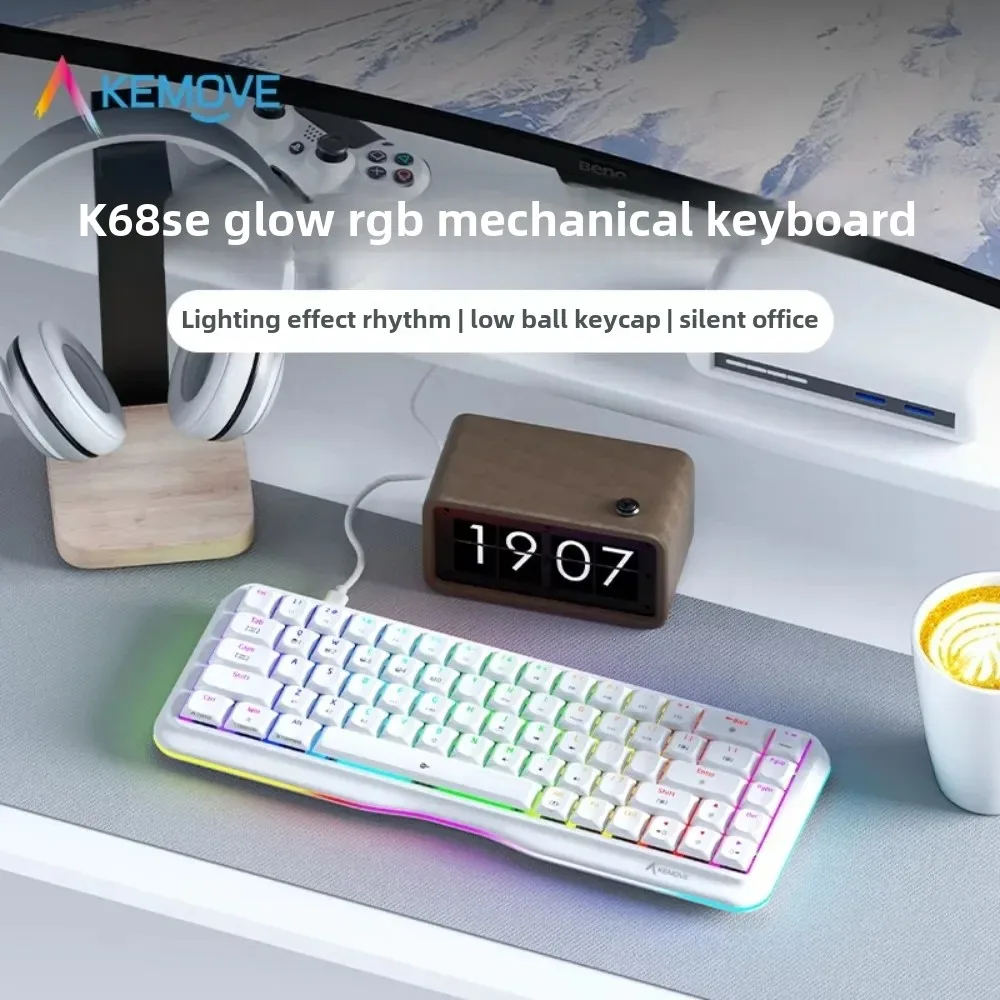 

KEMOVE K68SE mechanical keyboardHigh value full key game office 68 key wired good-looking Ergonomically Designed Girls Gift