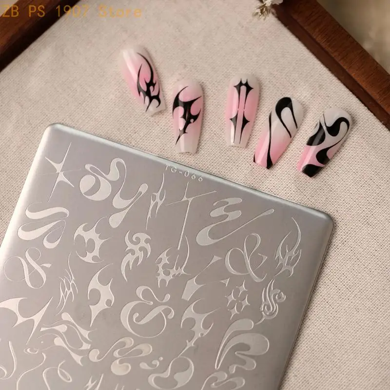 Graffiti Art Stamping Plate, Stainless Steel Design Plate with Clean Pattern Lines for DIY Looks, Salon Use, and Portable Kits