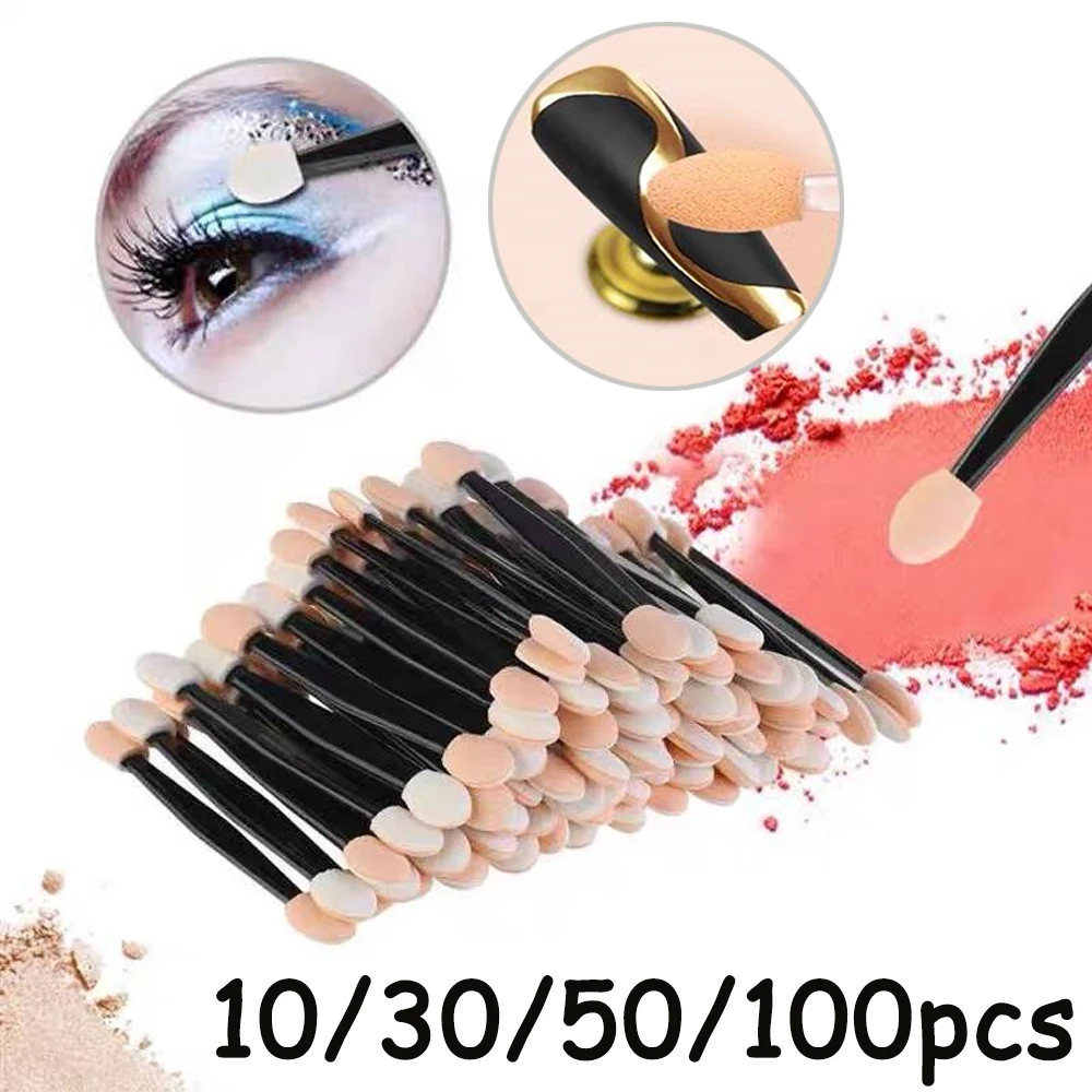 

10/30/50/100 шт. кисть для дизайна ногтей, двухсторонняя хромированная пудра для ногтей, аппликатор, губка, палочки, принадлежности для ногтей, оборудование, инструменты для раскрашивания