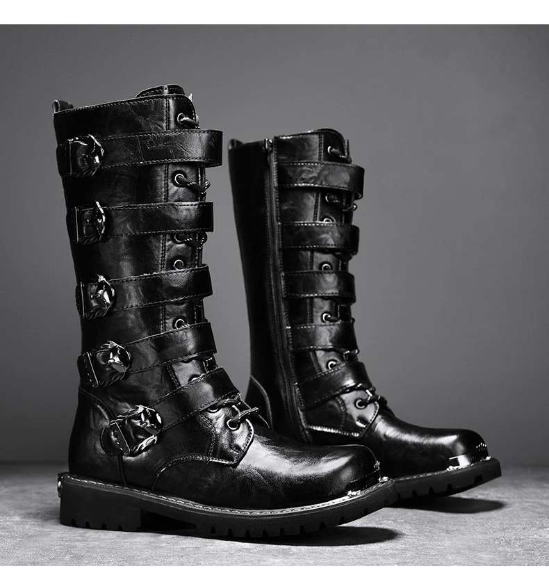 Herrenstiefel für vier Jahreszeiten, neue High-Top-Freizeitstiefel für den Außenbereich, Sicherheitsschutz-Arbeitsstiefel, Motorradstiefel, Outdoor-Stiefel in Übergröße – Detail 14