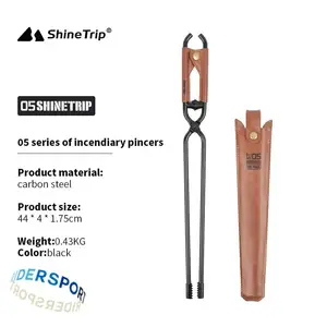 ShineTrip-في الهواء الطلق التخييم النار بوكر سميكة المضادة للحروق الكربون الصلب نزهة شواء خفيفة الوزن المحمولة جديد أفضل 10 مجموعة أدوات للبقاء على قيد الحياة لصنع الحرائق - رقم 2