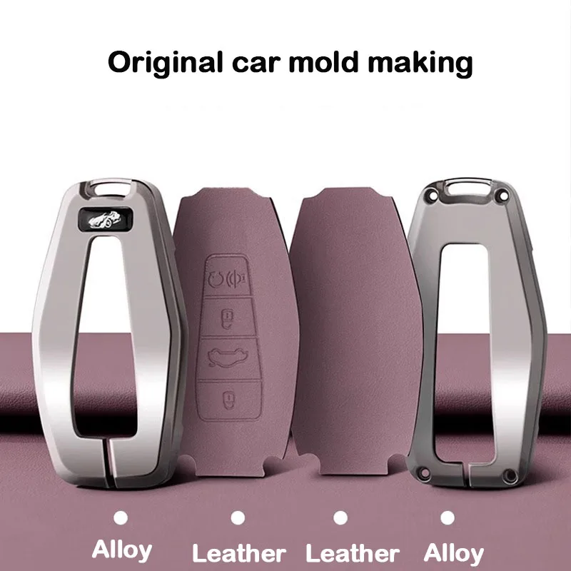 For Geely Monjaro Xingyue L Leather Alloy Car Key Protective Cover Remote Key Case Cover Holder Shell Auto Accessories