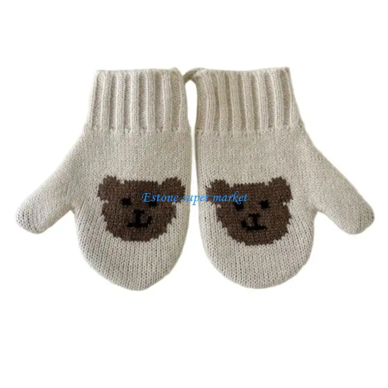 

090B 1 Pair Toddler Winter Handwear Comfortable Neck Security Strap Soft Warm Gloves