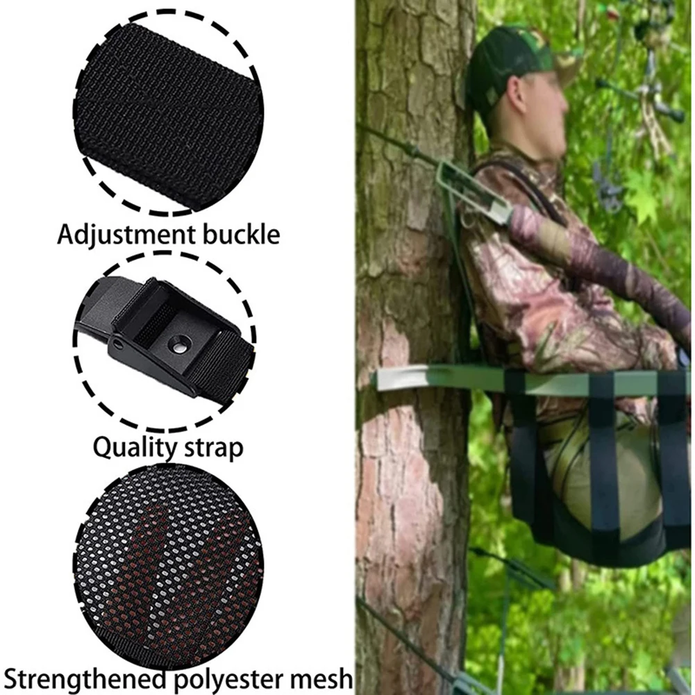 Sedile per supporto per albero Sostituzione accessori di regolazione Nylon 15,7x11,8 pollici Nero pieghevole per arrampicata da caccia con fibbia autobloccante