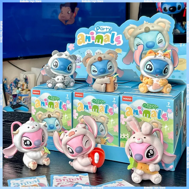 Genuine Miniso Lilo Stitch Series Animal Party Blind Box Kawaii Surprise Box Figurine Decoration Cute Doll Xmas Hallowmas Toy