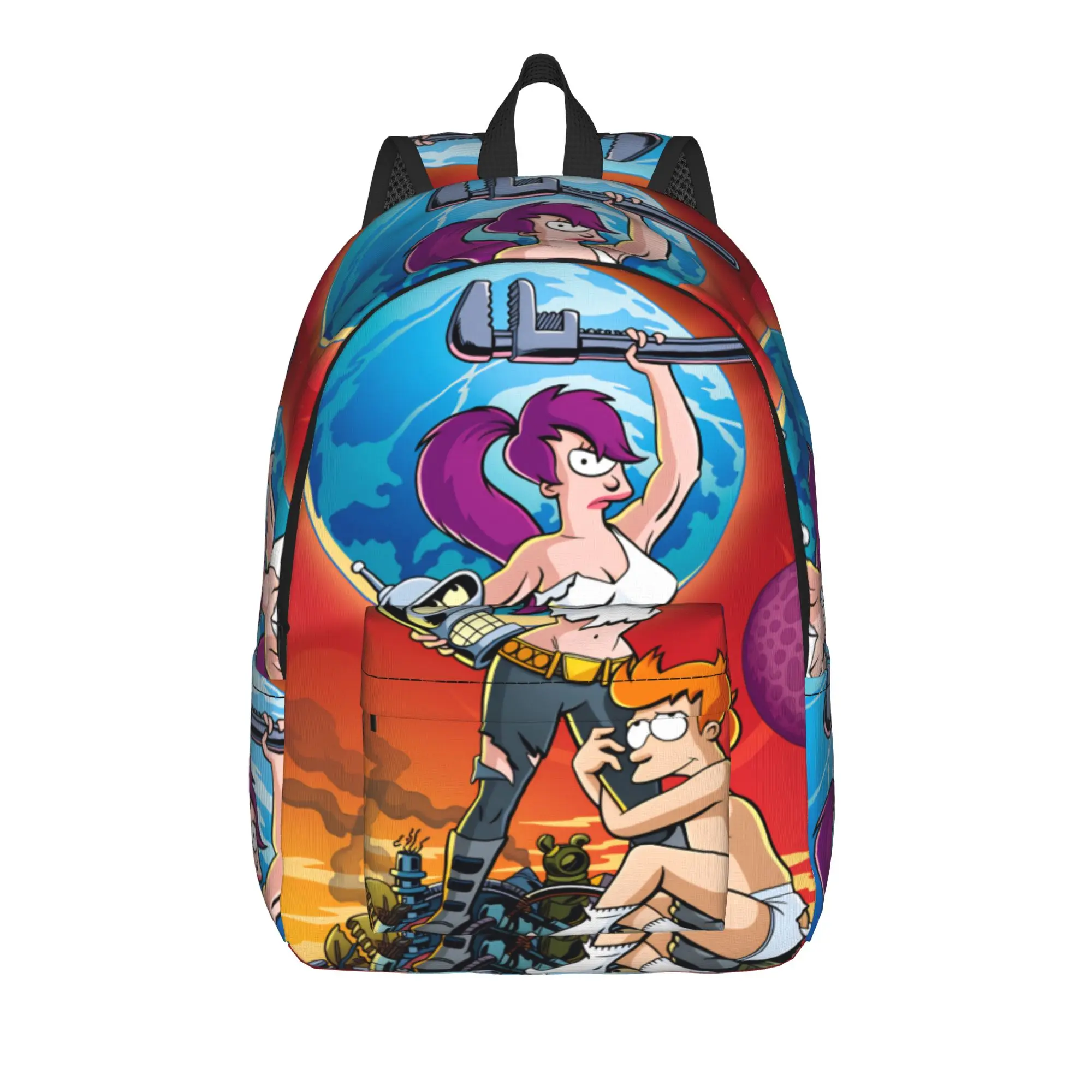 Futuramas Cartoon Comic Backpack  Teen Polyester Workout Backpacks Soft Cool High School Bags Rucksack
