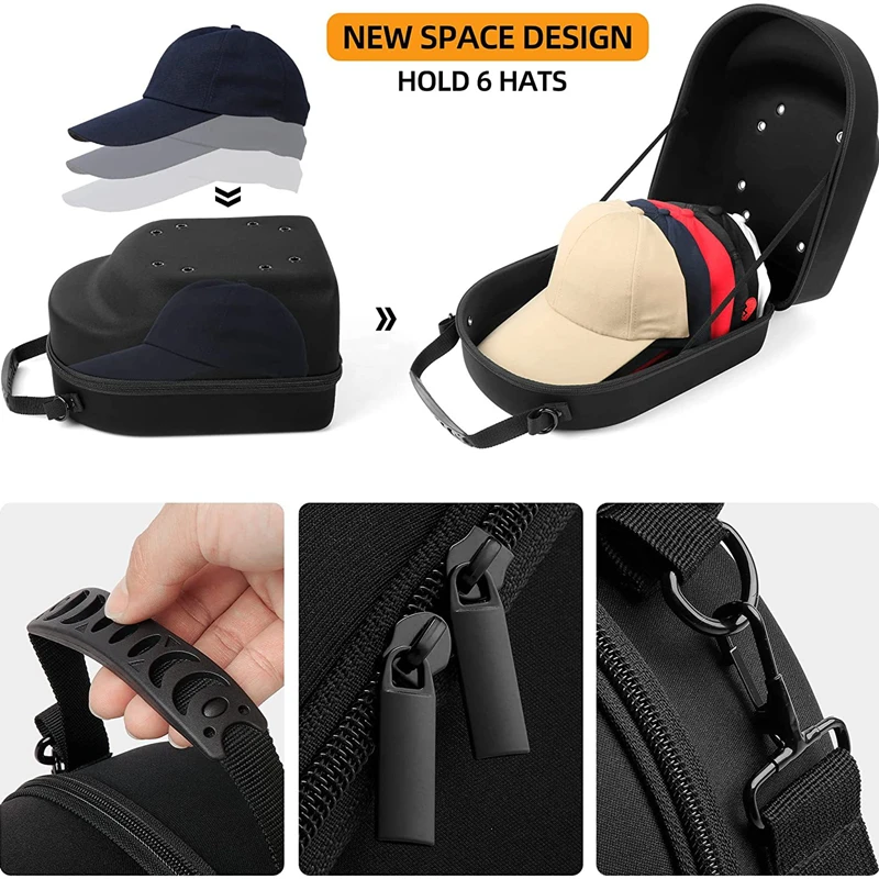 Portable Outdoor Travel Hat Carrier Case Caps Storage Hard Shell Hat Protective Box Hat Travel Case Baseball Cap Carrying Bag