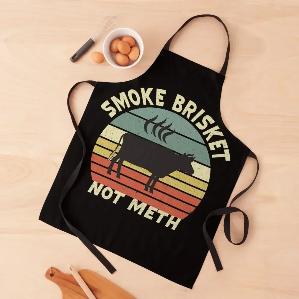 

Vintage Father's Day Gift Smoke Brisket Not Meth Apron All For Kitchen And Home For Man For Women Apron