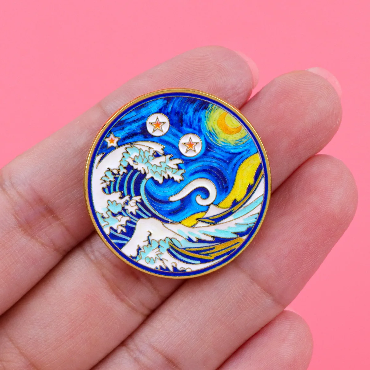 Van Gogh Starry Night Enamel Pin Flying Cash & Cash Roll Brooch Badge on Backpack For Clothing Accessories Fashion Jewelry Gifts