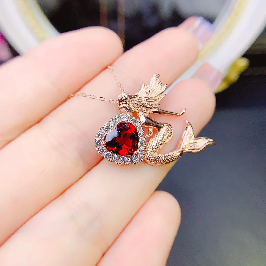 Garnet Necklace Women's Silver 925 Jewelry free delivery on gemstone Women's Pendant Gemstone Christmas Gift necklace Pendant