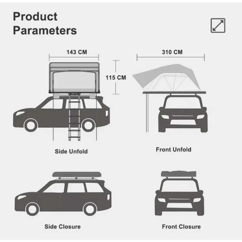Hot Sale Foldable Awning Suv Car Tent With Lightweight Portable Car Roof Tent