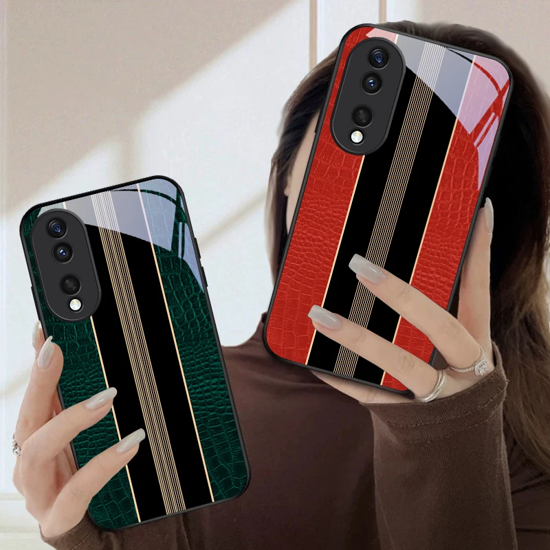 Crocodile skin texture For Honor Magic 4 5 6 Pro 7 X6 X9c X9 X6b X8 X9b X5b X8b 30 Pro+ 50 Pro 70 90 200 Lite Glass Phone Case