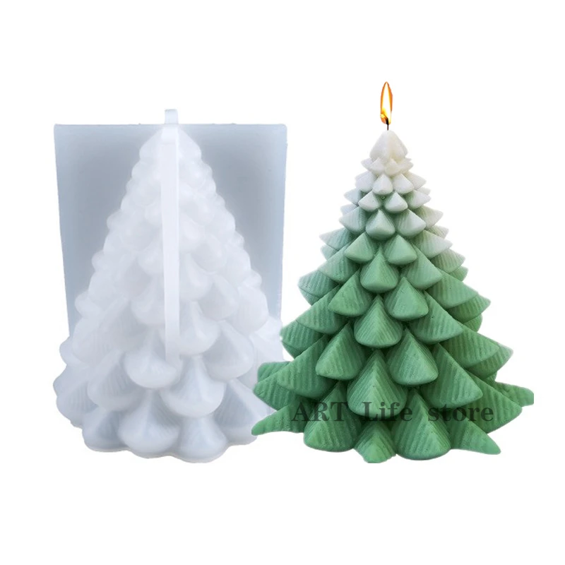 Tower Christmas Tree Silicone Candle Mold Christmas Atmosphere Decorative Crafts Resin Plaster Mold Diy Soap Making Holiday Gift