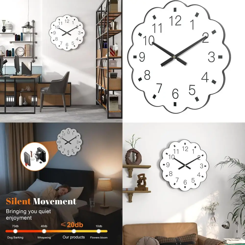 

Large Decorative Wall Clock for Living Room - 24inch Modern Metal Silent Non Ticking Wall Clocks for Home Decor Irregular Round