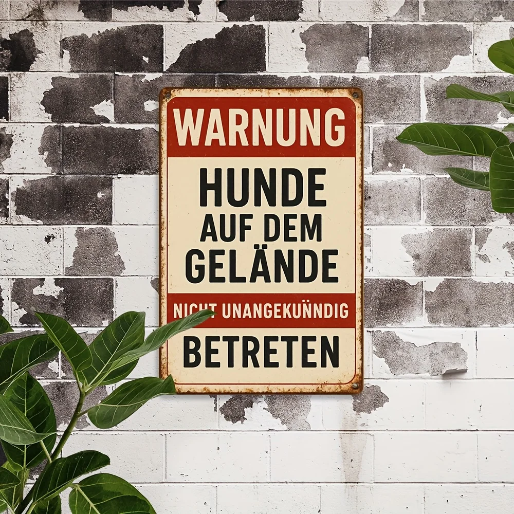 Vintage German Warning Sign Vintage Metal Warning Sign with German and English Translation, Suitable for Home,Man Cave, Workshop