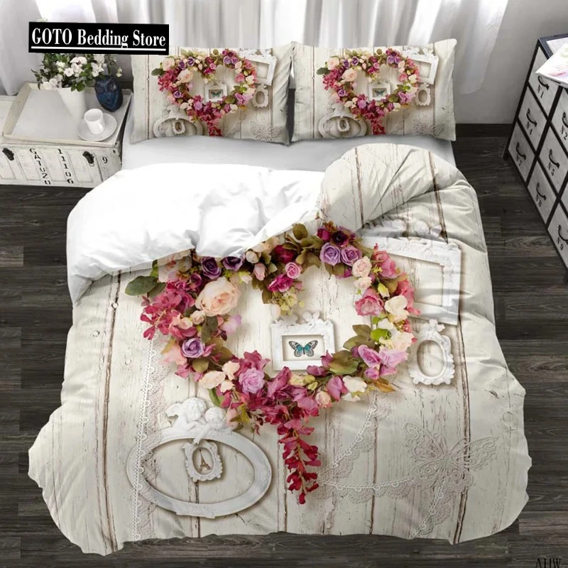 

Wedding Pattern Flower Bedding Set Winter Duvet Cover Sets Reactive Printing Rose Comforter Cover Sets Red Adult King Dropship