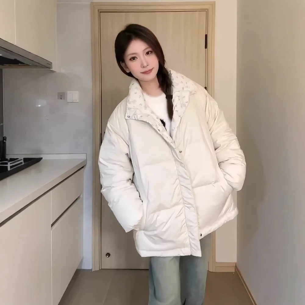 Floral Cotton-padded Jacket Autumn and Winter 2025 Design Sense Women's Thickened Loose Little Bread Cotton-padded Jacket