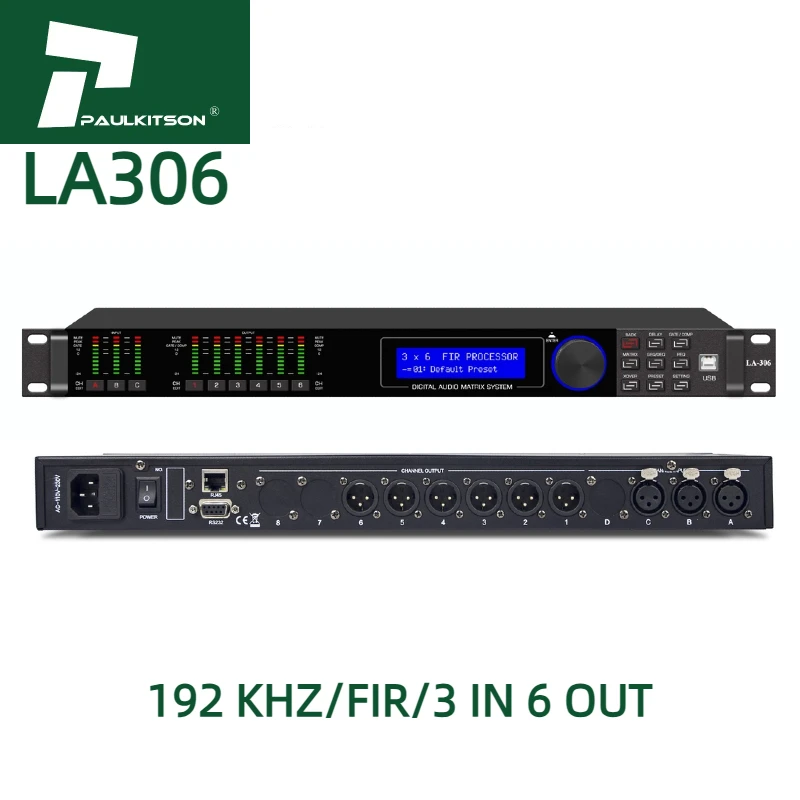 

Paulkitson Processor LA306 High-Performance Digital Dsp Processor Professional Audio Processor Dsp 3 in 6 Out Audio Effects