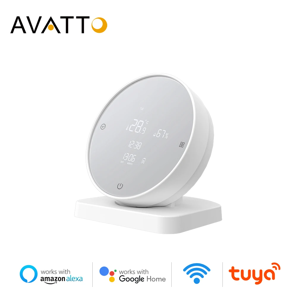 

AVATTO Tuya WiFi Temperature and Humidity Sensor Smart Countdown Timer Stopwatch Alarm Clock Work with Alexa Google home Alice