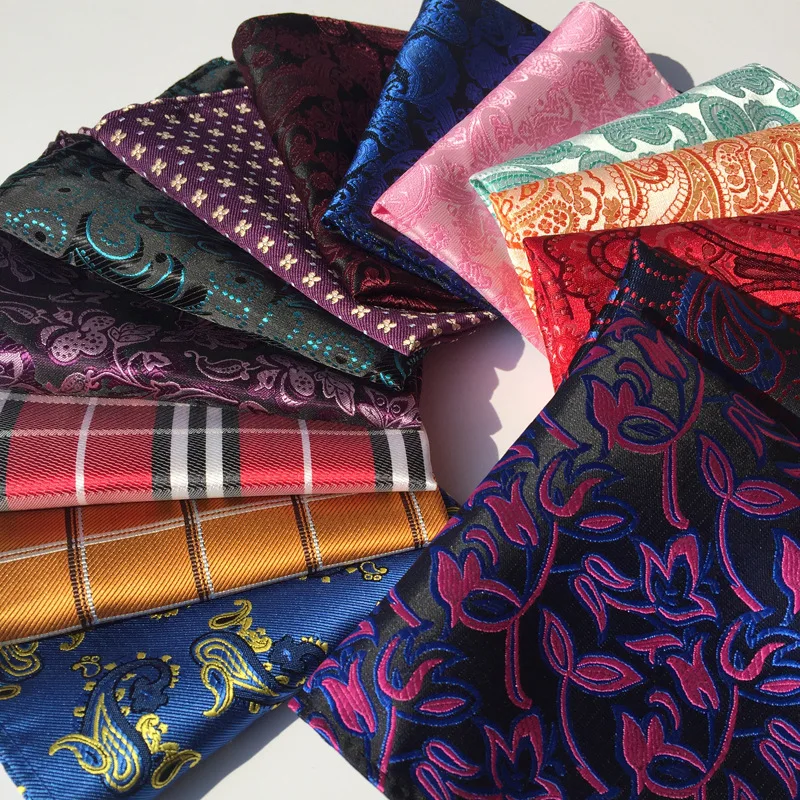 Vintage Paisley Pocket Square For Men, Cashew‑Pattern Suit Chest Handkerchief, Banquet Wedding Party Accessory Gift 25*25cm