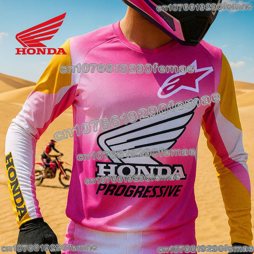 قميص ركوب مريح بأكمام طويلة من Honda للدراجات النارية سريع الجفاف وجيد التهوية لعشاق السباق الجبلي للدراجات الترابية