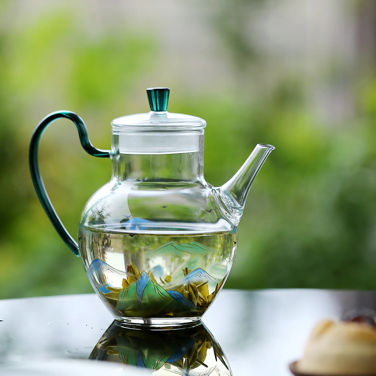 CX Thousand Miles Hand-held Pot Imitation Song Apple Boiled Teapot High Borosilicate Heat-resistant Glass Flower Teapot