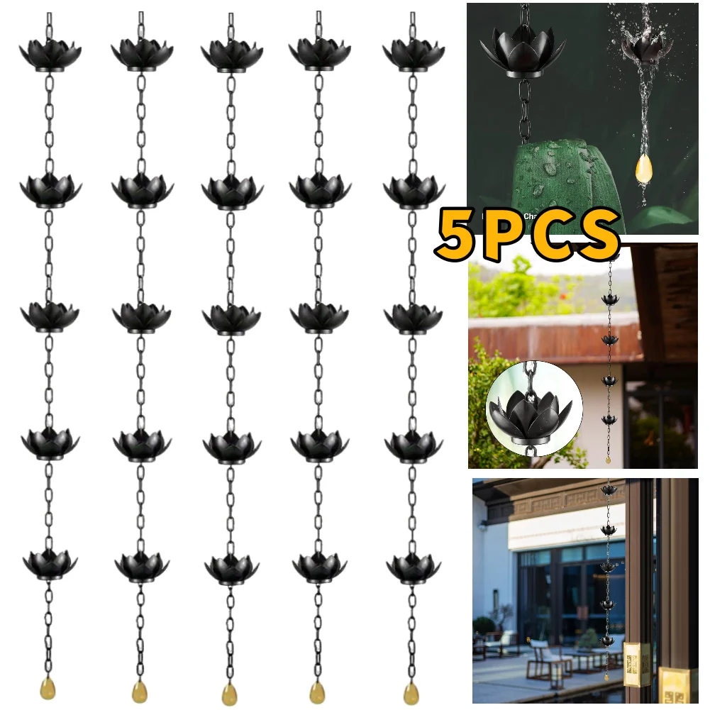 Lotus Decorative Adjustable Rain Chain Set 1