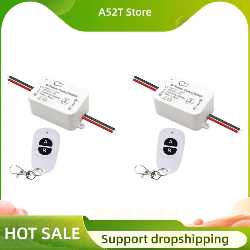 A52T 2X 433Mhz Wireless Remote Control Switch 10A DC 6V 12V 24V 30V 36V Mini RF Relay Receiver Transmitter