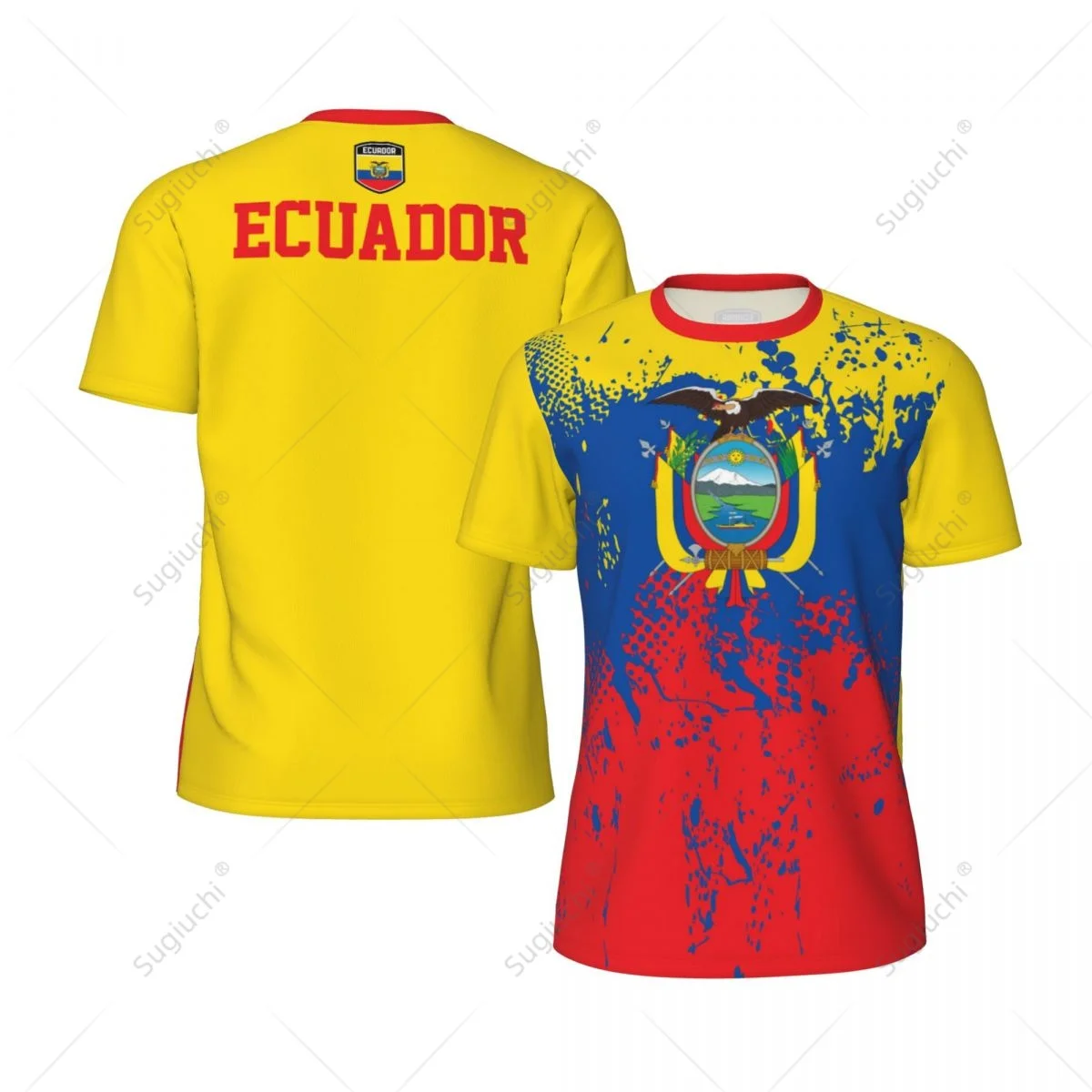 

Exclusive design Ecuador Flag Grain 3D Printed Men For Running Bike Soccer Tennis Fitness Sports tshirt Mesh Fans Short T-shirt