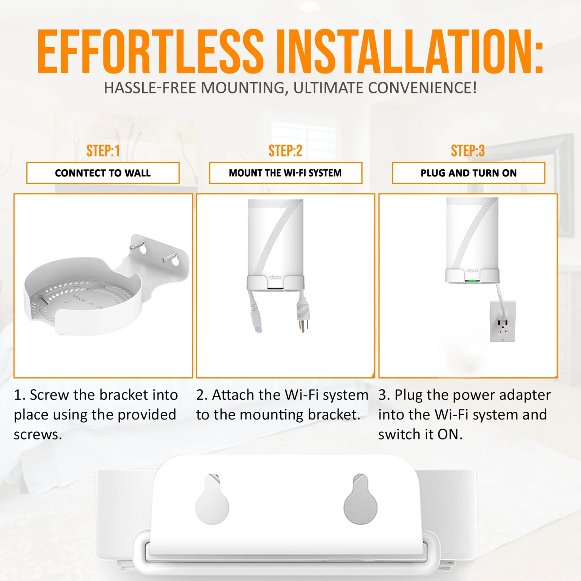 Bangcheer Wall Mount for TP-Link Deco BE75/BE77/BE85/BE95/BE65-5G/BE17000/BE22000/BE33000/BE9300 Whole Home Mesh WiFi 7 image 3