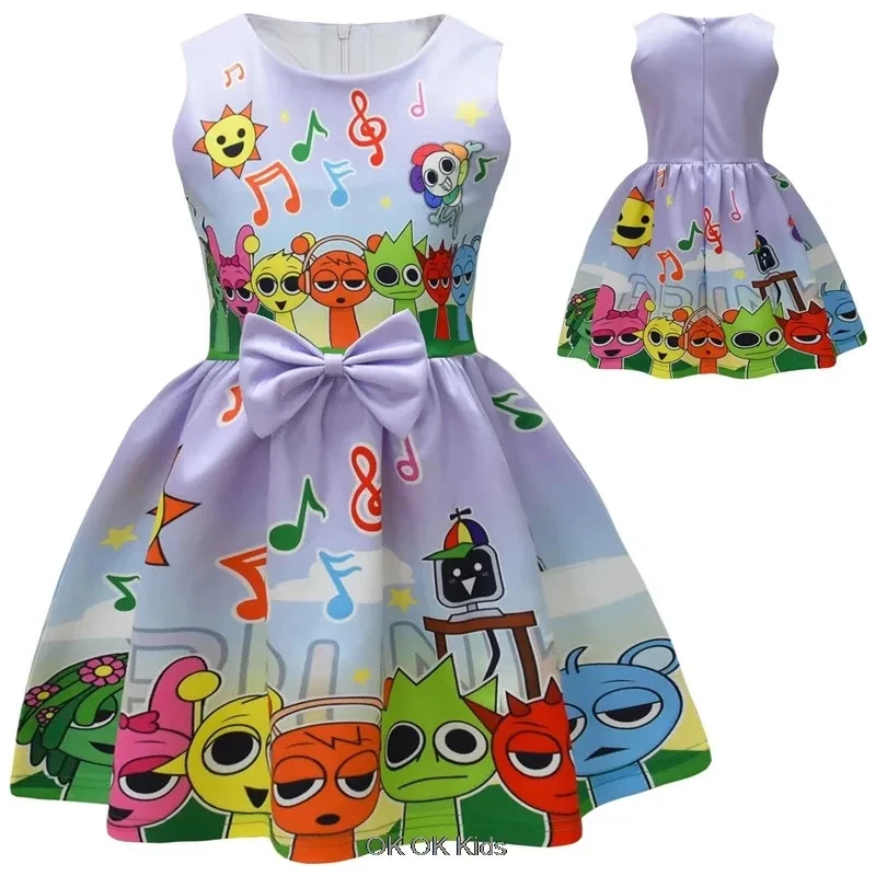 

New Halloween Cosplay Costume Toddler Hot Sprunki Girls Summer Snow White Soft Dress Princess 3D Print Cute Children's Clot2026★