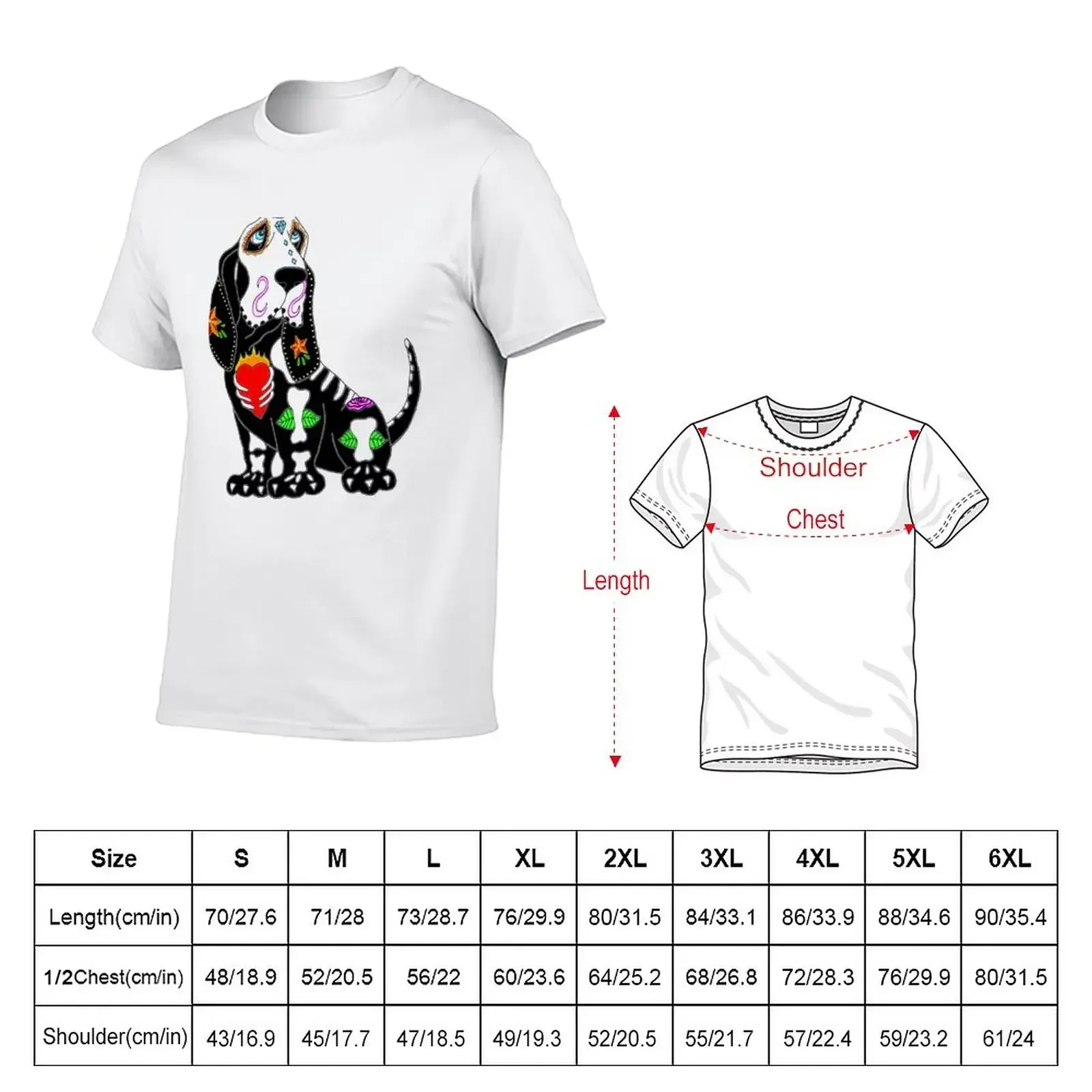 Basset Hound Sugar Skull T-Shirt heavyweights quick drying fitted t shirts for men