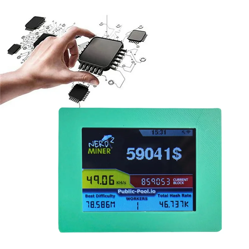 Nerdminer V2 Miner 56KH/S 2.8 بوصة شاشة الكريستال السائل BTC اليانصيب مينر بيتكوين سولو مينر Nerd مينر أ