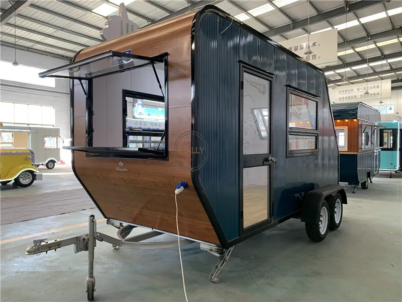 Camión de comida rápida, tienda de aperitivos callejeros, carrito de café, remolque móvil para cocinar perritos calientes, quiosco expendedor de helados