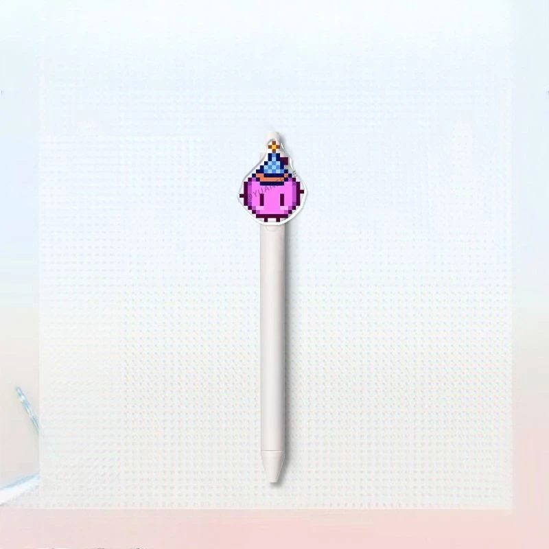6PCS Stardew Valley 0.5mm Black Retractable Gel Pen Anime Peripheral Click Type Gel Pen Smooth Writing Student Stationery