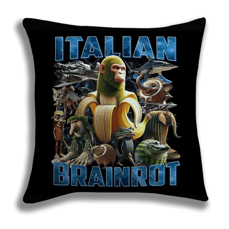 Tralalero Tralala Italian Brainrot Pillowcase Polyester Cushion Cover Home Decor Funny Meme Pillow Case Sofa Throw Pillow Cover