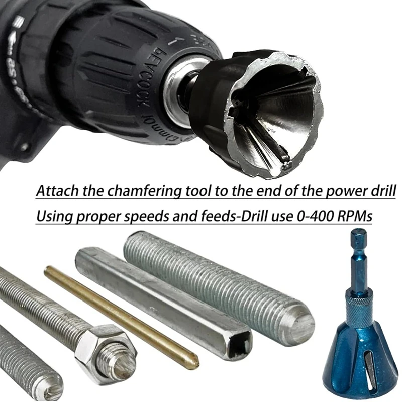 All Thread Deburring Tool, Reburring Chamfering Broca com Lâmina De Carboneto De Tungstênio, Pacote 2