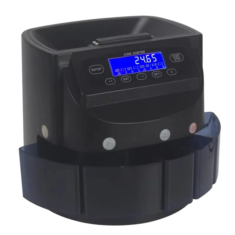 عدادات العملات المعدنية والفرز آلة عد القيمة USD النقدية عملة عداد ملاحظة محدد فارز Oem آلة فرز العملات المعدنية اليورو