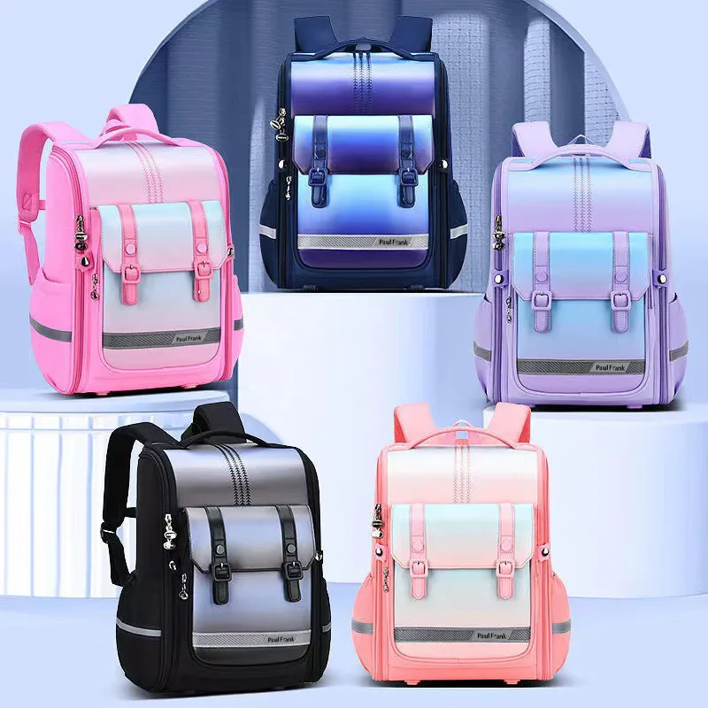 Internet Celebrity Gradient Schoolbag Spine Protector and Load-reducing Children\'s Large-capacity Shoulders