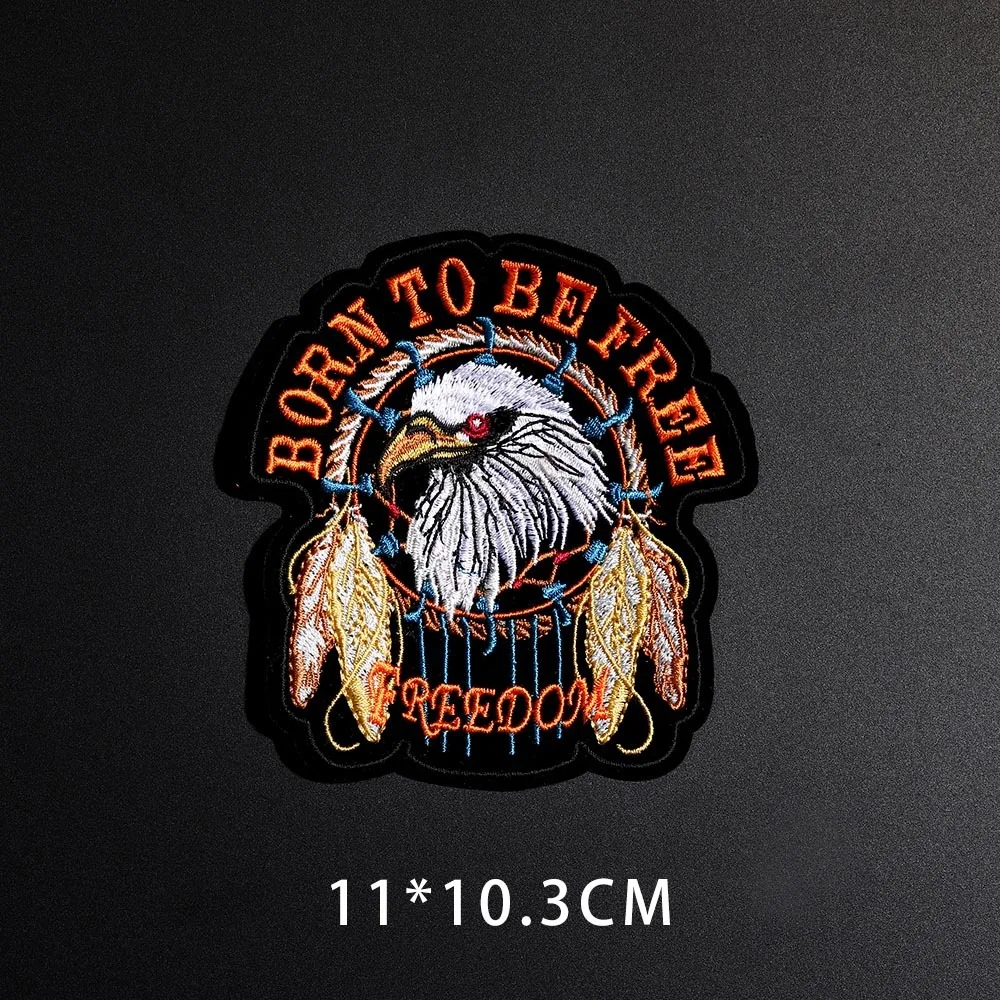 Punk Locomotive Eagle Size:11x10.3cm Patches Embroidery Applique Ironing Sewing Supplies Decorative Badges For Clothing