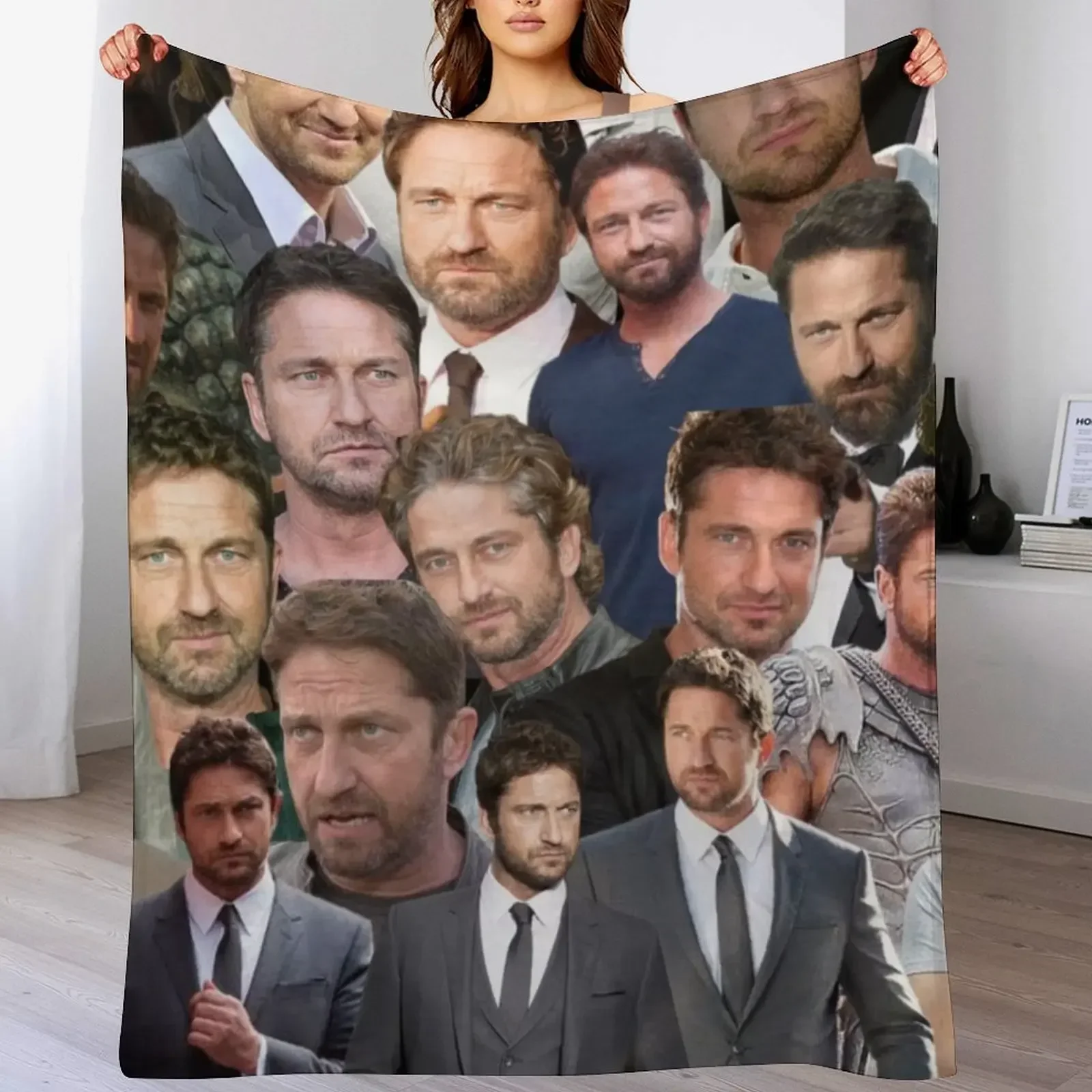 gerard butler photo collage Throw Blanket valentine gift ideas Plaid on the sofa Cute Designers Blankets
