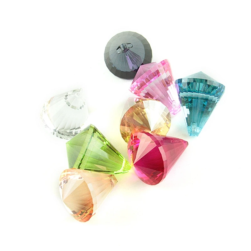 30mm 10pcs Crystal Hanging Ball Colors Cut Faceted Glass Diamond Prisms Pendant Suncatcher Curtain Art For Chandelier DIY