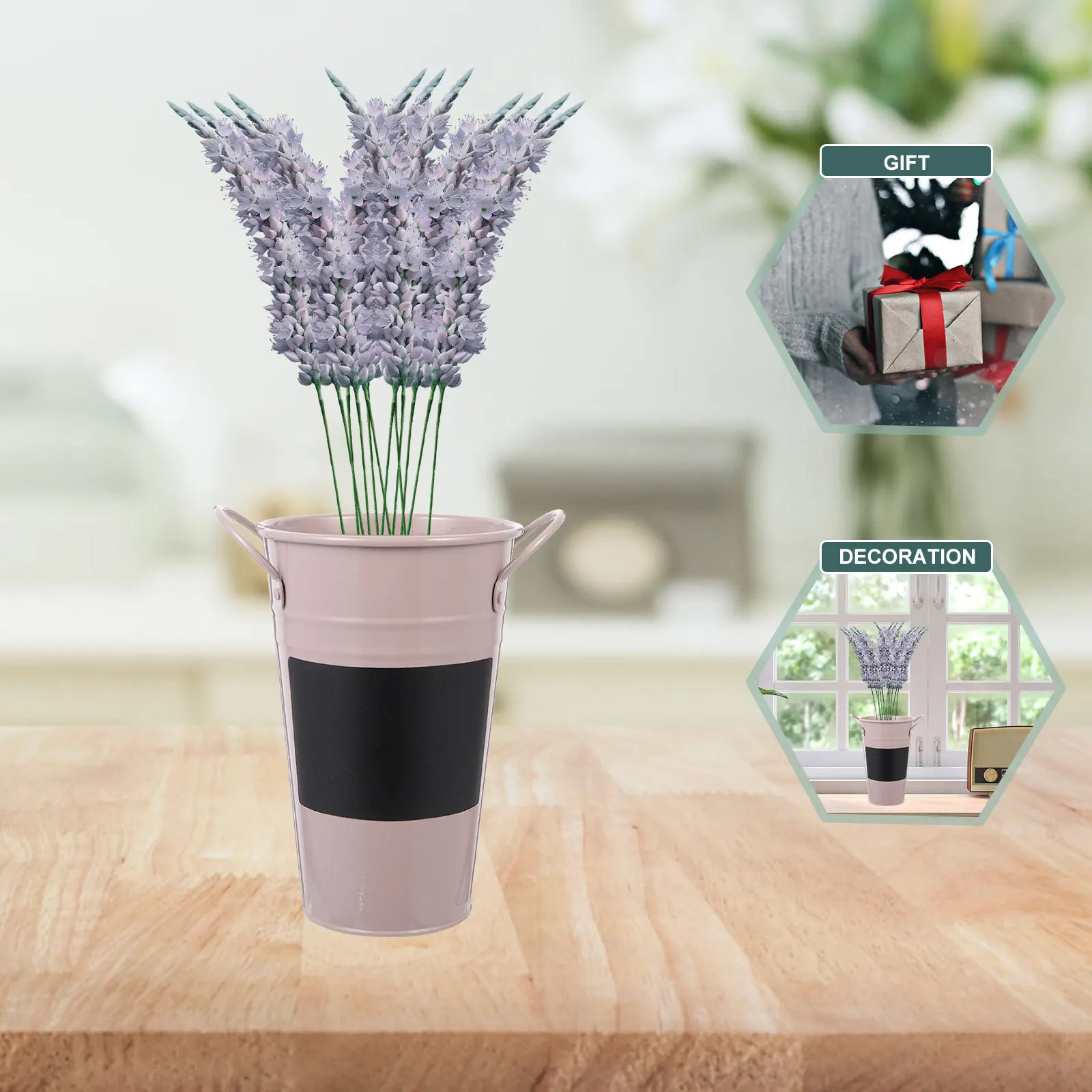 

Iron Flower Bucket Small Blackboard Retro Flower Holder For Home Office Decor Garden Supplies Desktop Plant Pot Vase