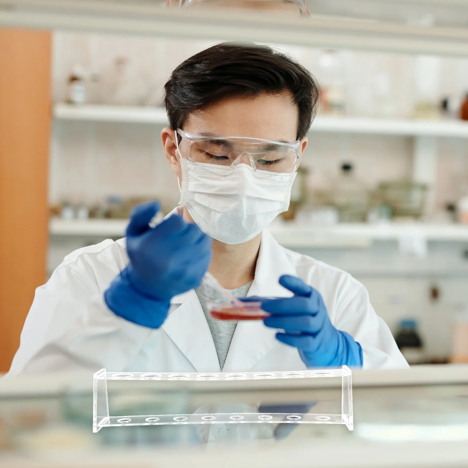 

Test Tube Rack Acrylic Transparent Sturdy Storage Organizer For Laboratory Science Experiments Kids Learning Tools